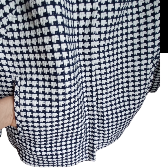 talbots white/ blue checkered zip up jacket/ blazer with pockets sz 6 - Picture 3 of 6